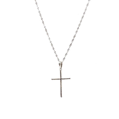 9ct White Gold Diamond Cross Pendant & Chain (16-18")
