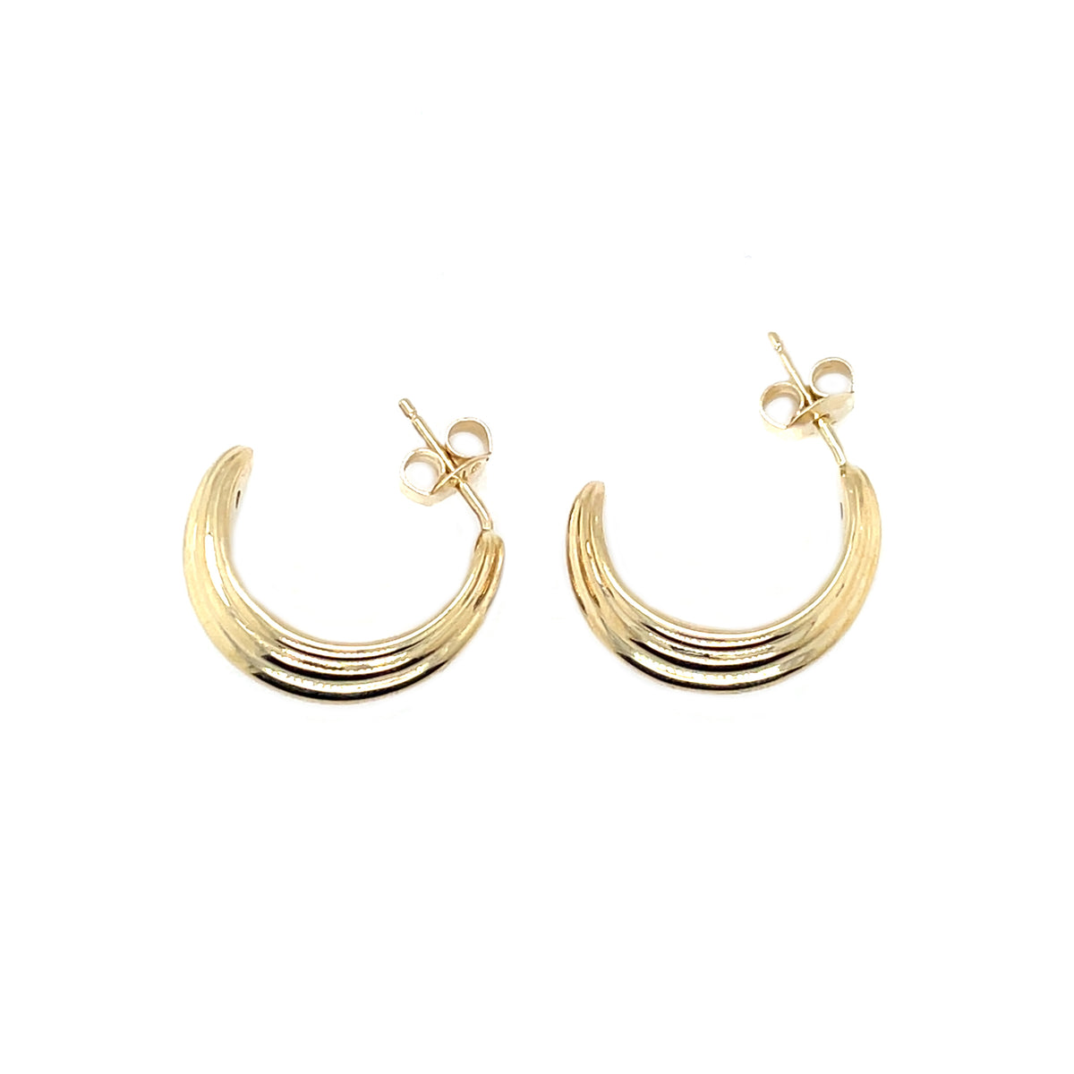 9ct Yellow Gold Ridged Dome Earrings