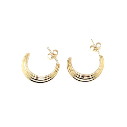 9ct Yellow Gold Ridged Dome Earrings