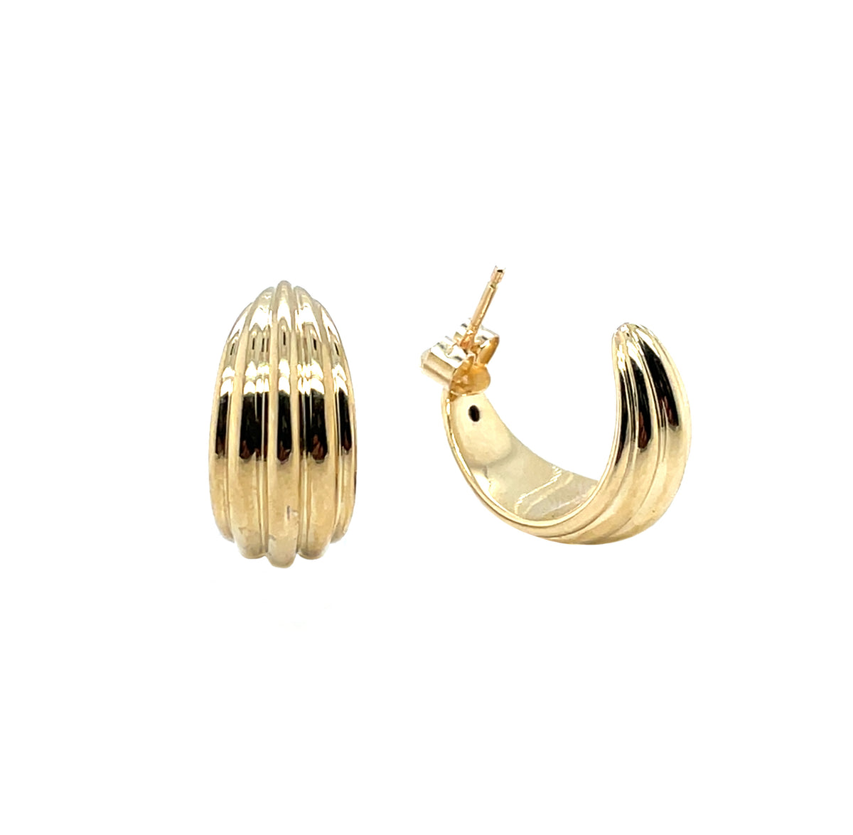 9ct Yellow Gold Ridged Dome Earrings