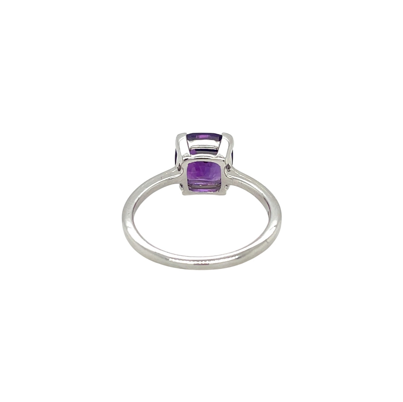 9ct White Gold Cushion Cut Amethyst Ring (N)