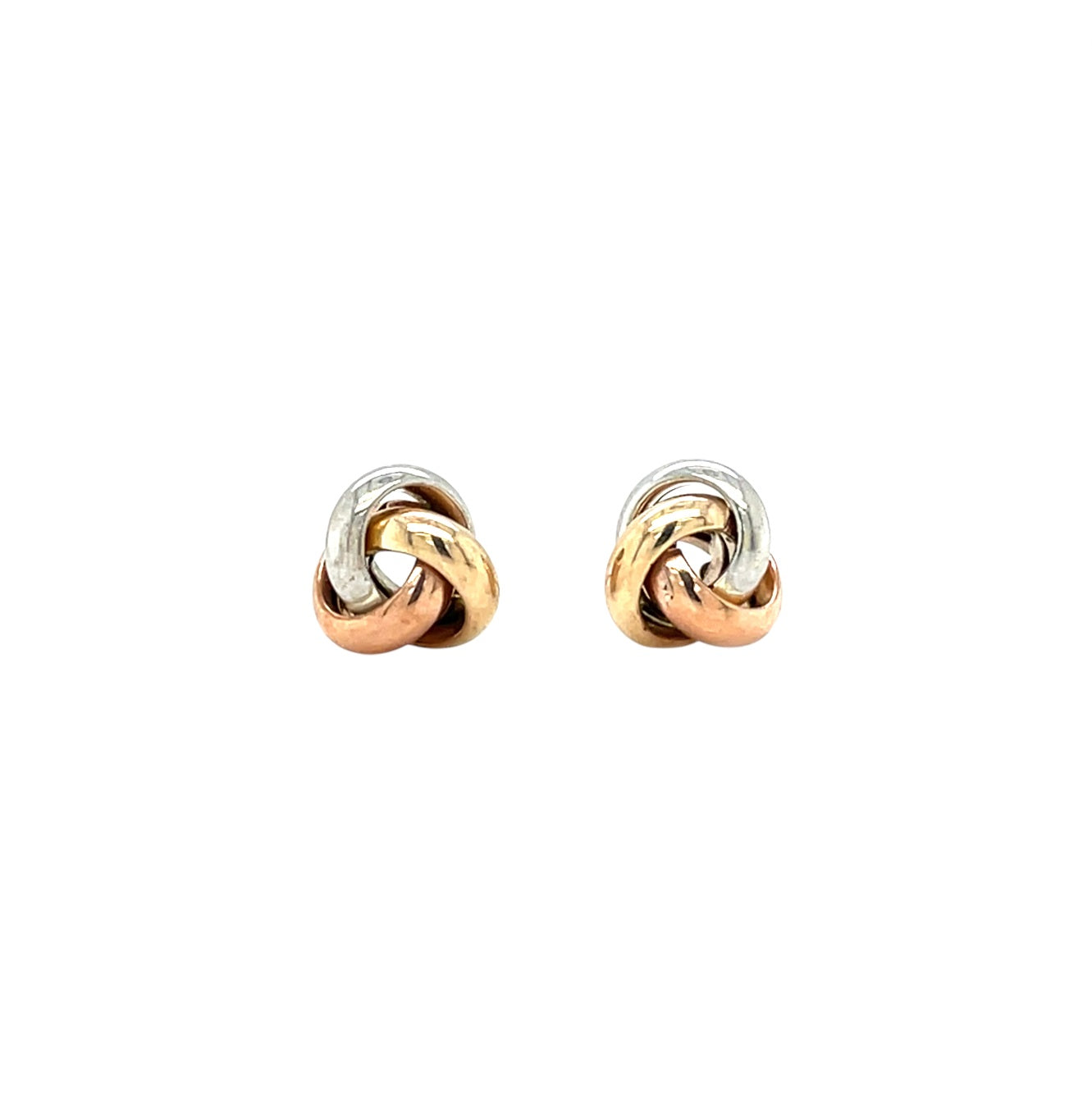 9ct 3 Colour Gold Simple Knot Stud Earrings (6mm)