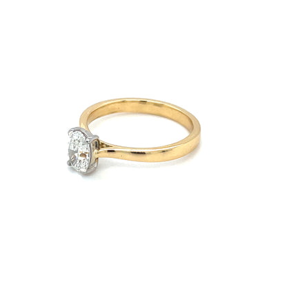 18ct Yellow Gold & Platinum Oval Diamond Single Stone Ring (M1/2)