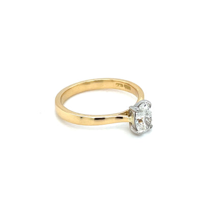 18ct Yellow Gold & Platinum Oval Diamond Single Stone Ring (M1/2)