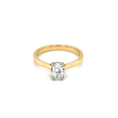 18ct Yellow Gold & Platinum Oval Diamond Single Stone Ring (M1/2)