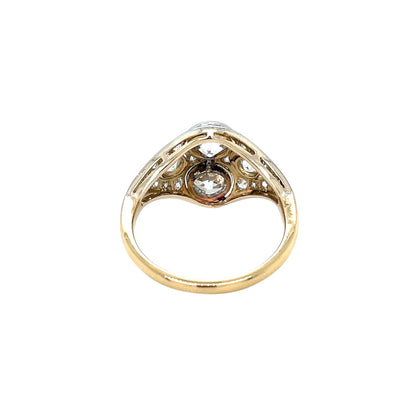 18ct Yellow Gold Old Cut Diamond Plaque Ring (O1/2)