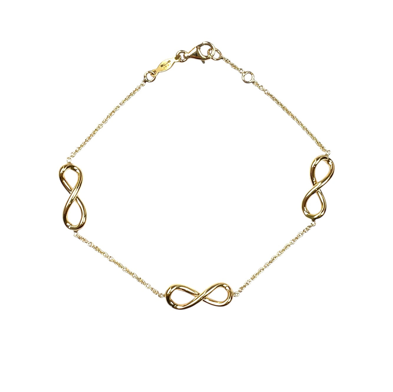 9ct Yellow Gold Infinity Chain Bracelet (7.5")