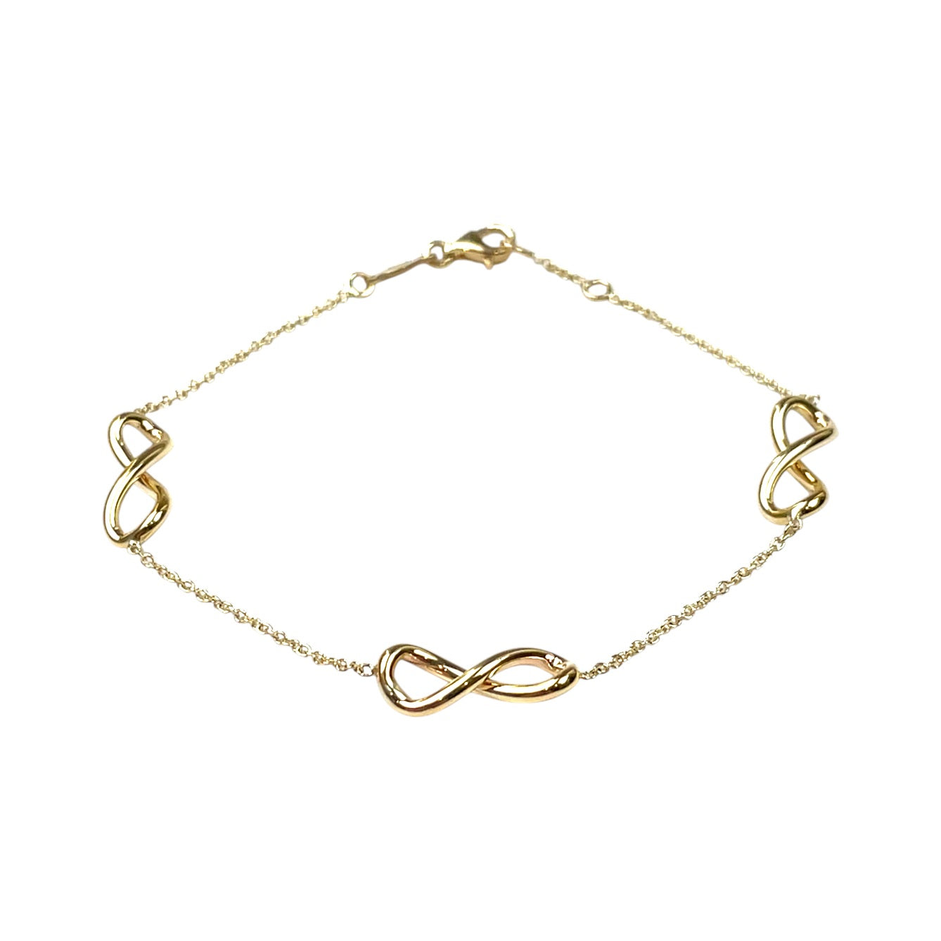 9ct Yellow Gold Infinity Chain Bracelet (7.5")