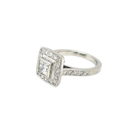 Platinum Princess Cut Diamond Halo Ring (I)