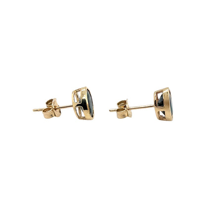 9ct Yellow Gold Sapphire Rubover Stud Earrings
