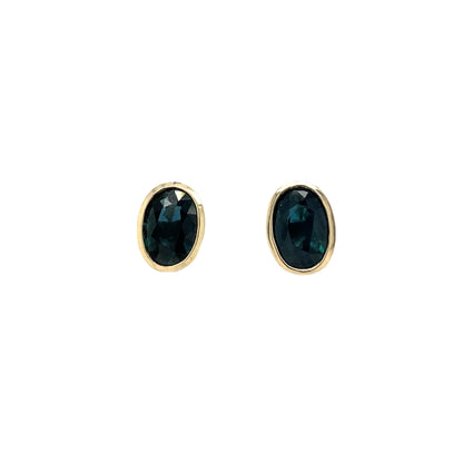 9ct Yellow Gold Sapphire Rubover Stud Earrings