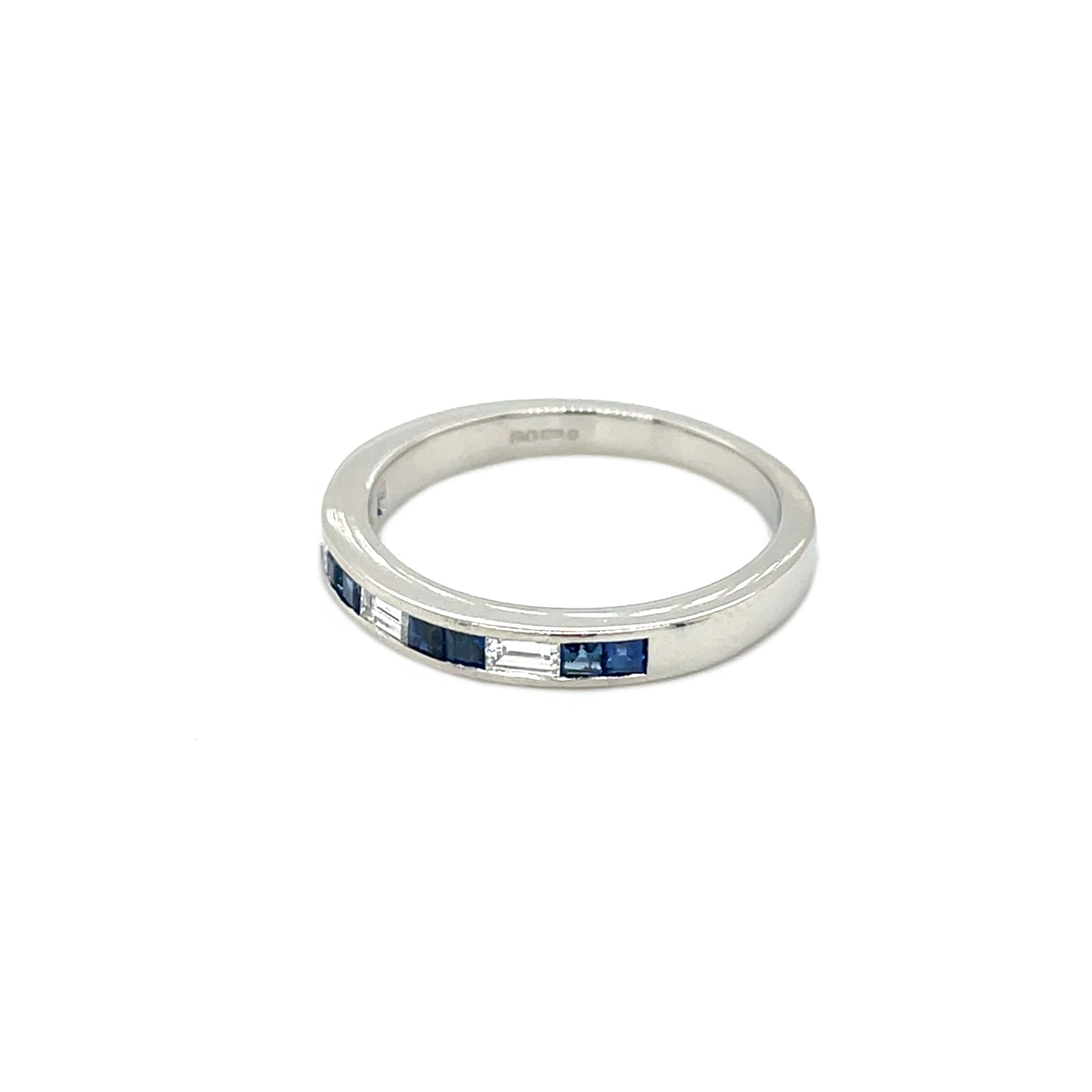Platinum Diamond & Sapphire Channel Set Ring (Q)