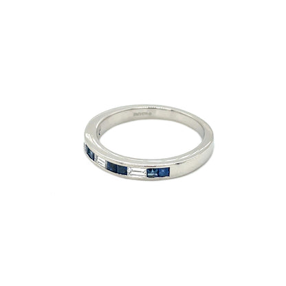 Platinum Diamond & Sapphire Channel Set Ring (Q)