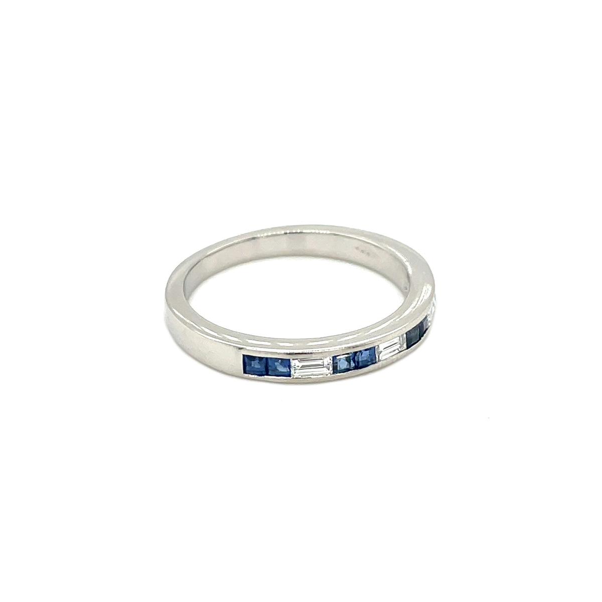 Platinum Diamond & Sapphire Channel Set Ring (Q)