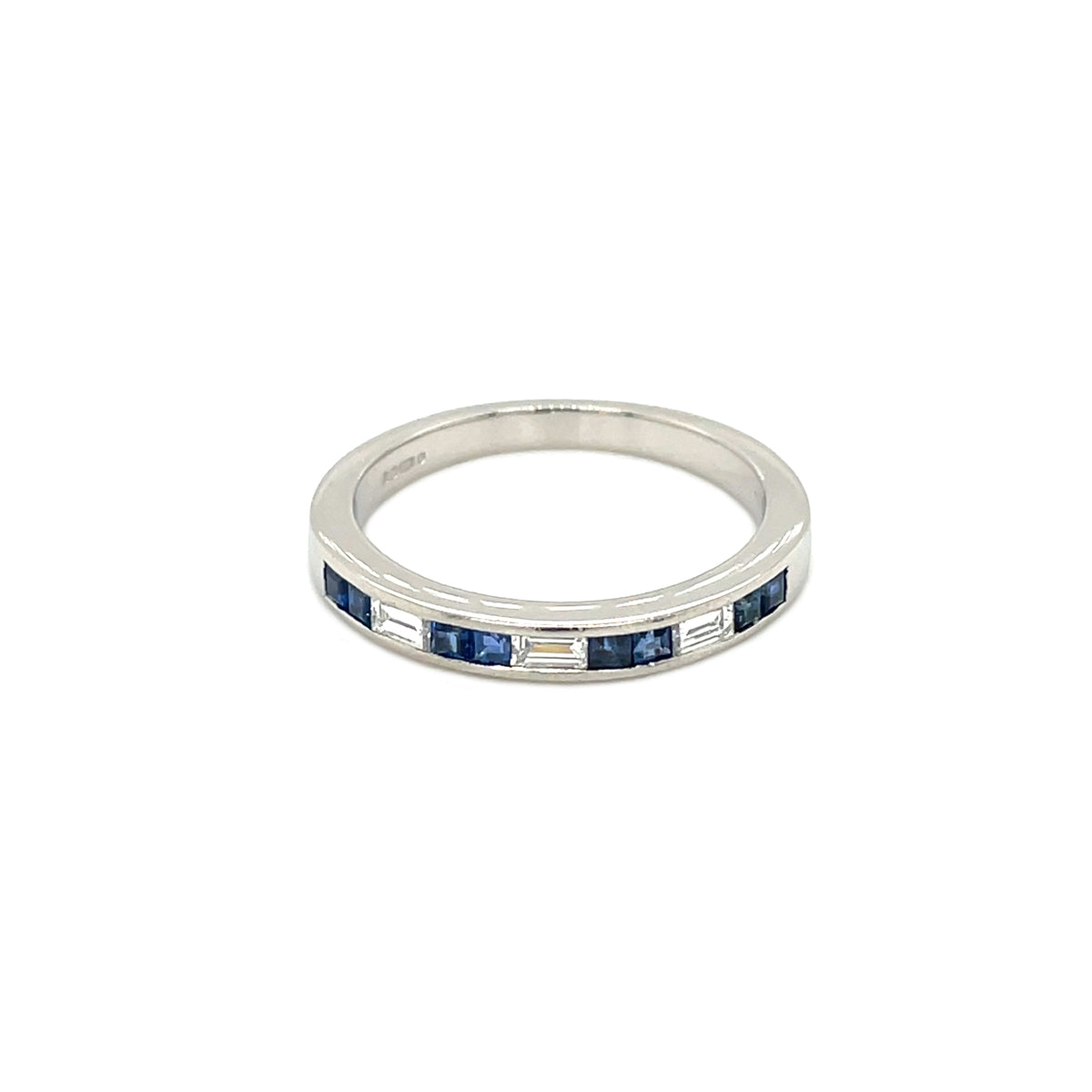 Platinum Diamond & Sapphire Channel Set Ring (Q)