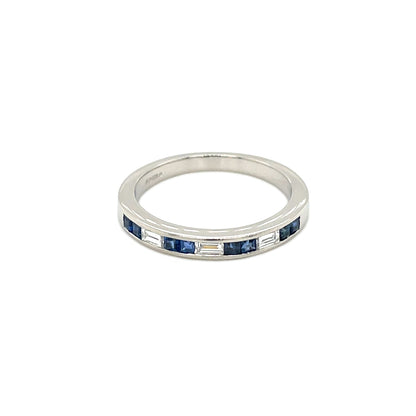 Platinum Diamond & Sapphire Channel Set Ring (Q)