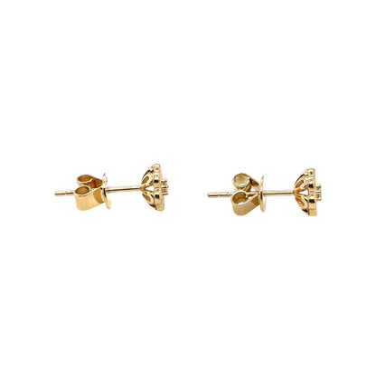 18ct Yellow Gold Diamond Flower Cluster Stud Earrings
