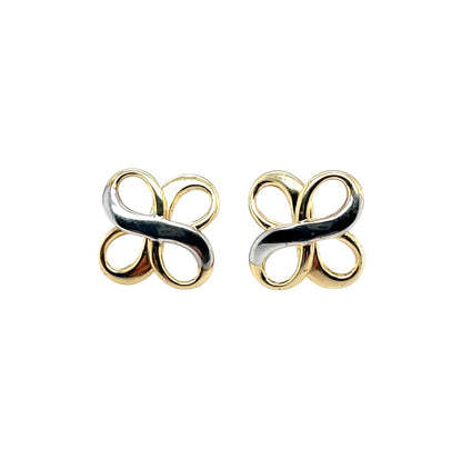 9ct White & Yellow Gold Double Infinity Stud Earrings