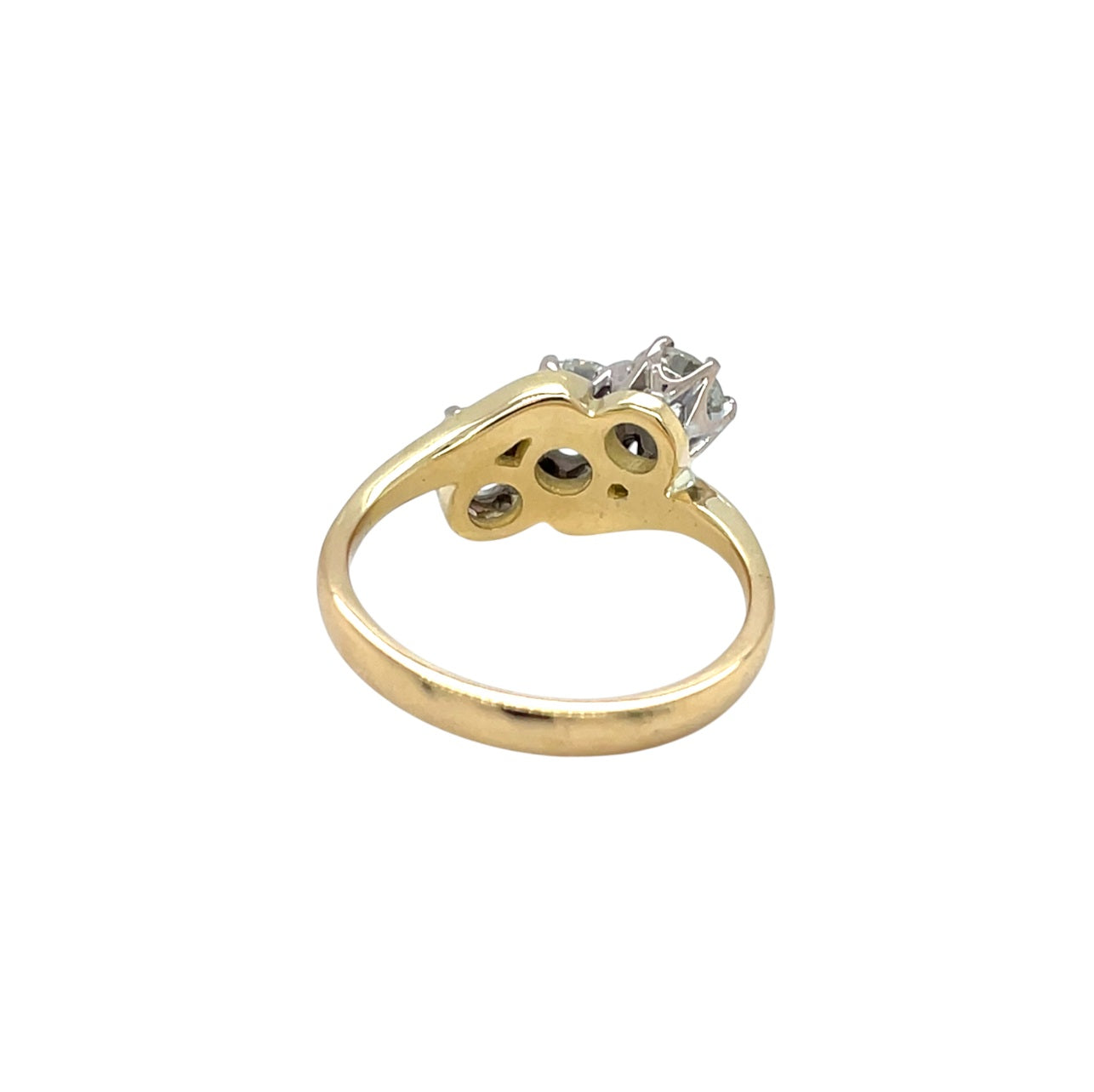 18ct Yellow & White Gold Three Stone Twist Diamond Ring (N)