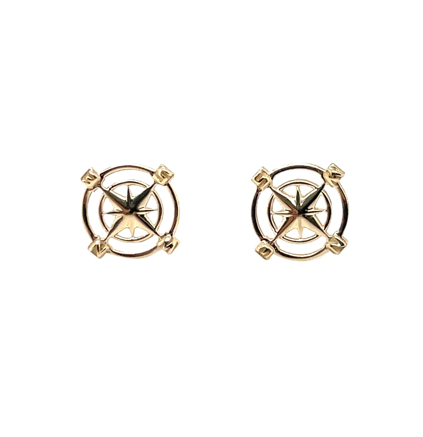 9ct Yellow Gold Nautical Wheel Stud Earrings