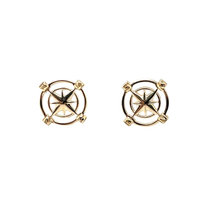 9ct Yellow Gold Nautical Wheel Stud Earrings