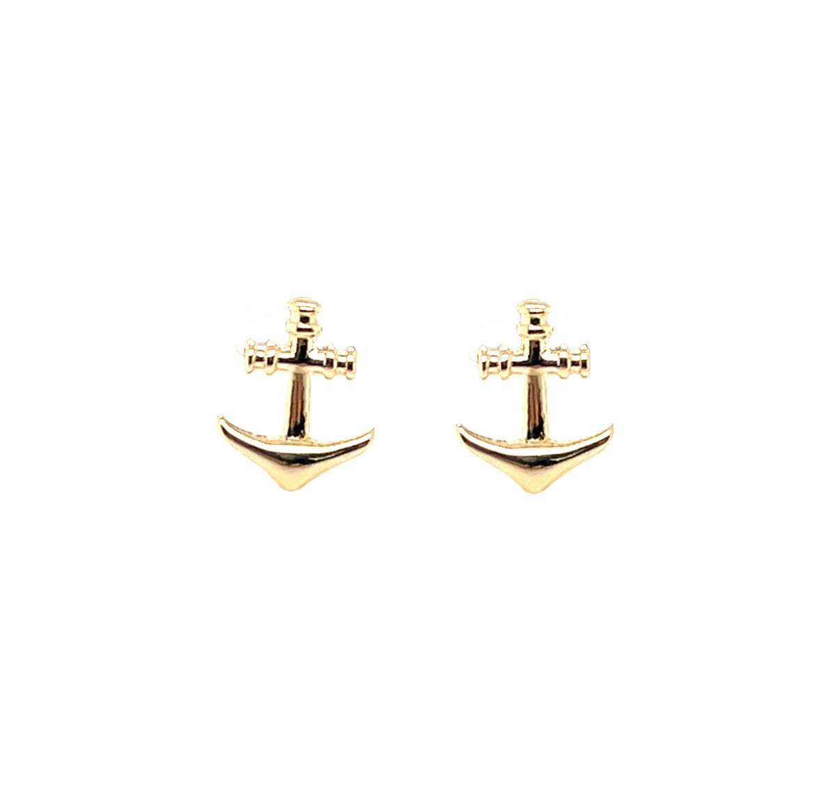 9ct Yellow Gold Anchor Stud Earrings