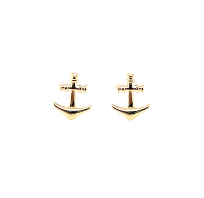 9ct Yellow Gold Anchor Stud Earrings