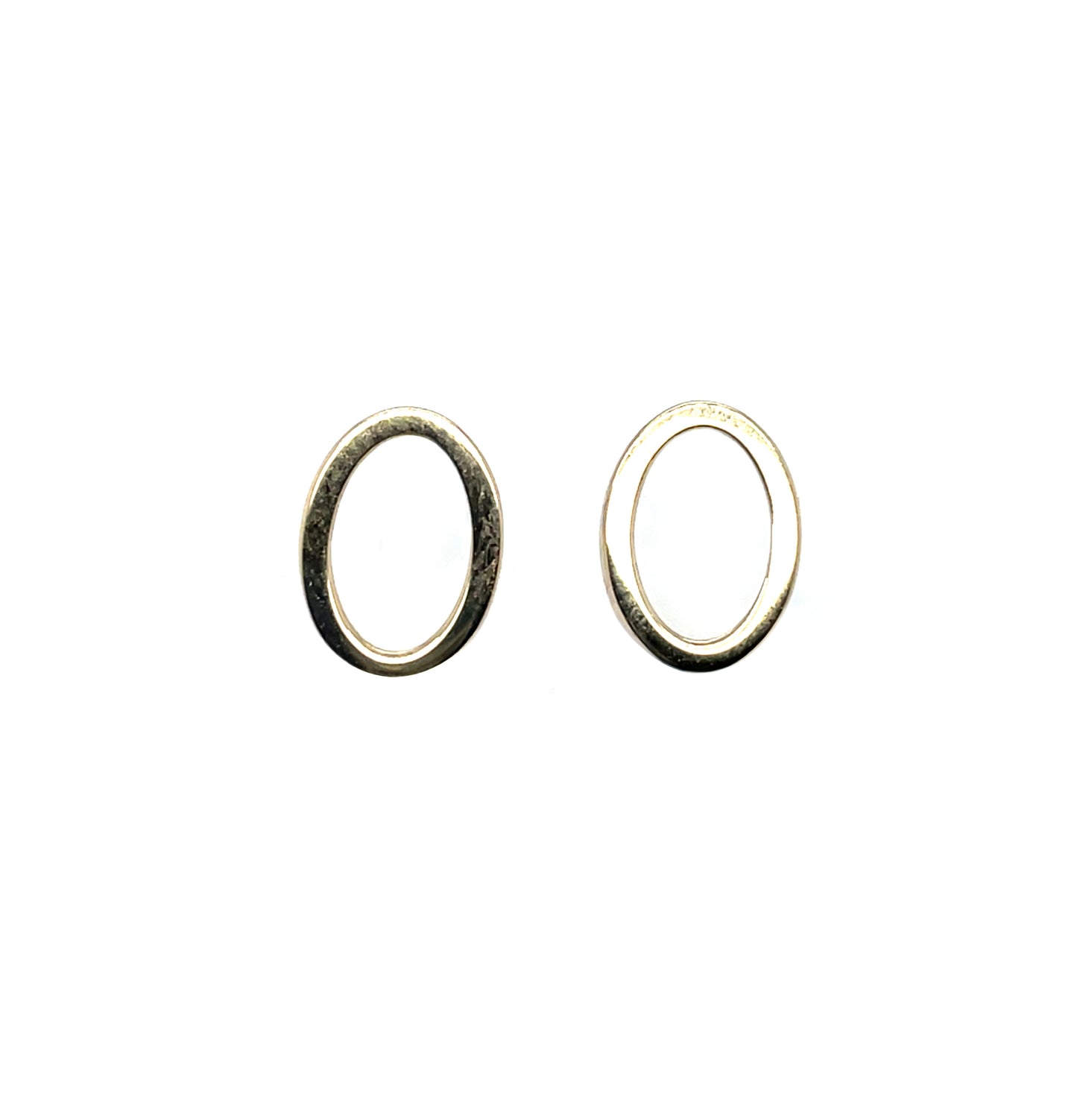9ct Yellow Gold Square-Edged Open Oval Stud Earrings