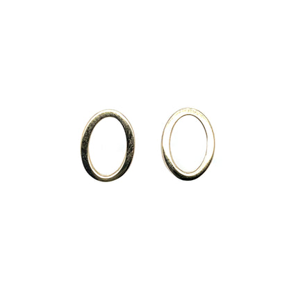 9ct Yellow Gold Square-Edged Open Oval Stud Earrings