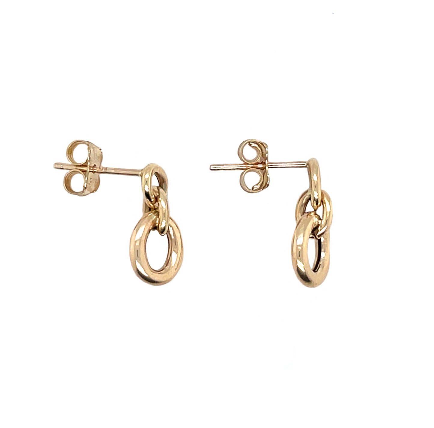 9ct Yellow Gold Three Link Paper Chain Drop Earrings