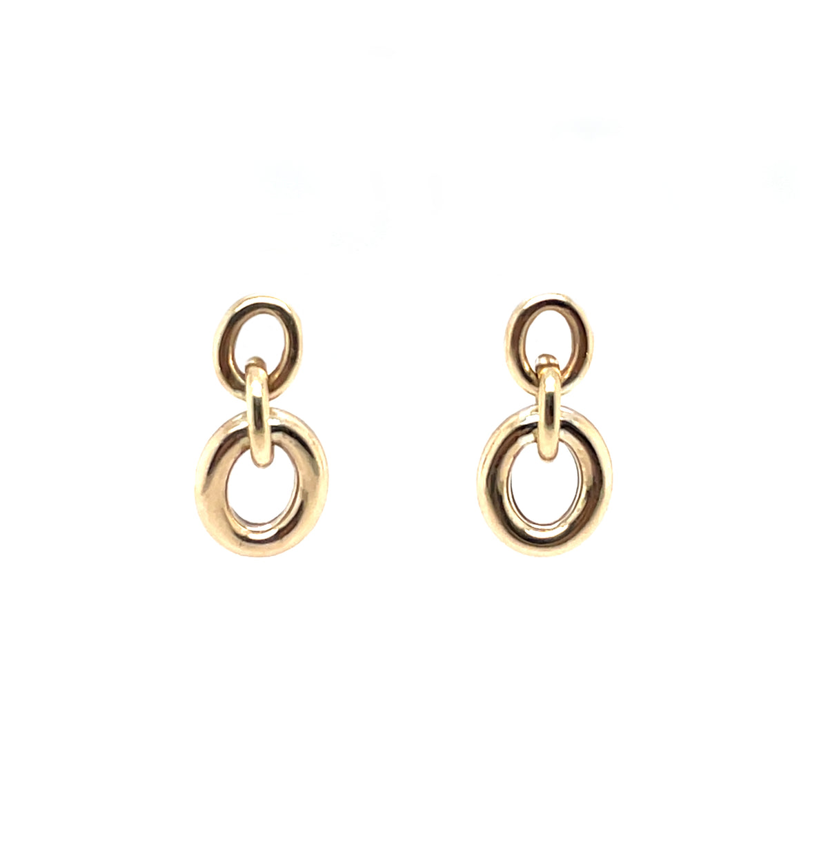 9ct Yellow Gold Three Link Paper Chain Drop Earrings