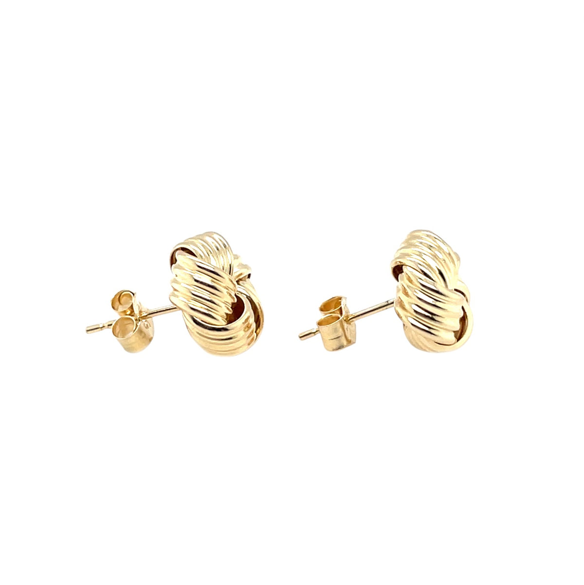 9ct Yellow Gold Ribbed Swirl Knot Stud Earrings