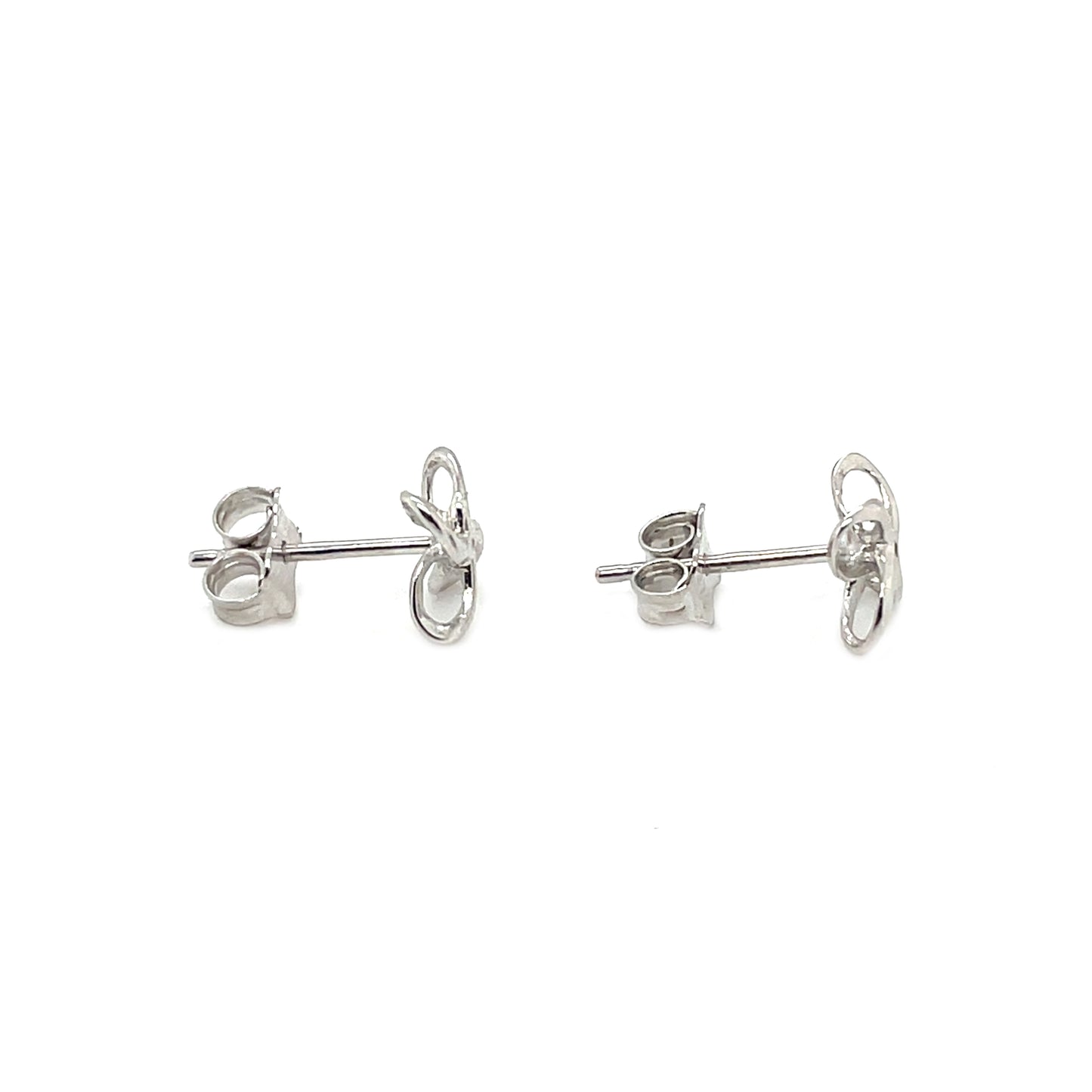 9ct White Gold Open Flower Stud Earrings