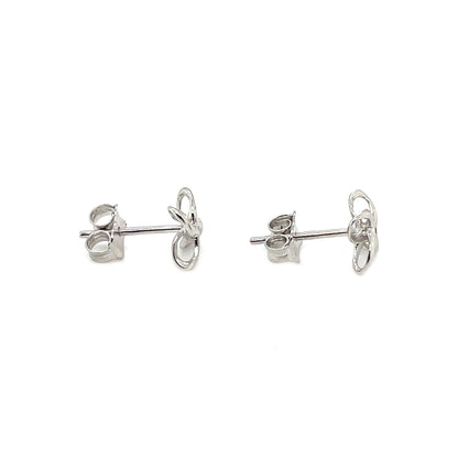 9ct White Gold Open Flower Stud Earrings