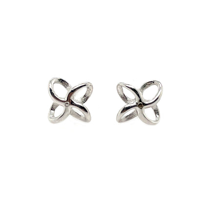 9ct White Gold Open Flower Stud Earrings