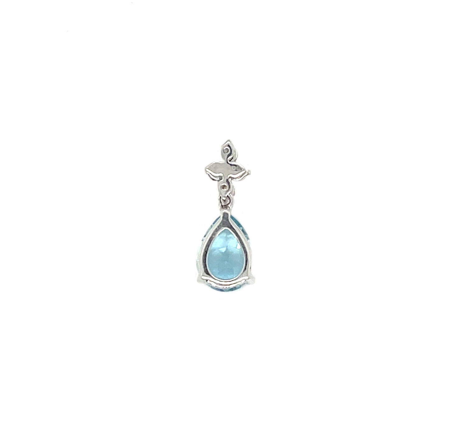 18ct White Gold Aquamarine & Diamond Pear Drop Pendant