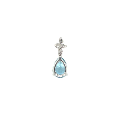 18ct White Gold Aquamarine & Diamond Pear Drop Pendant