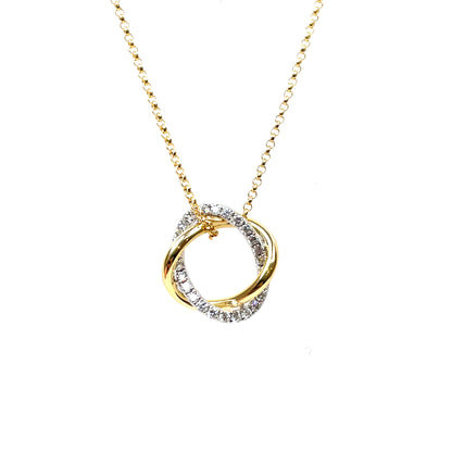 18ct Yellow & White Gold Atom Diamond Pendant & Chain (18")