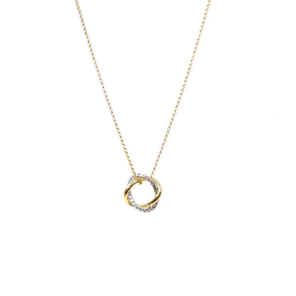 18ct Yellow & White Gold Atom Diamond Pendant & Chain (18")