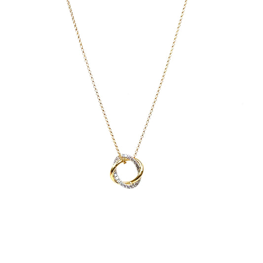 18ct Yellow & White Gold Atom Diamond Pendant & Chain (18")