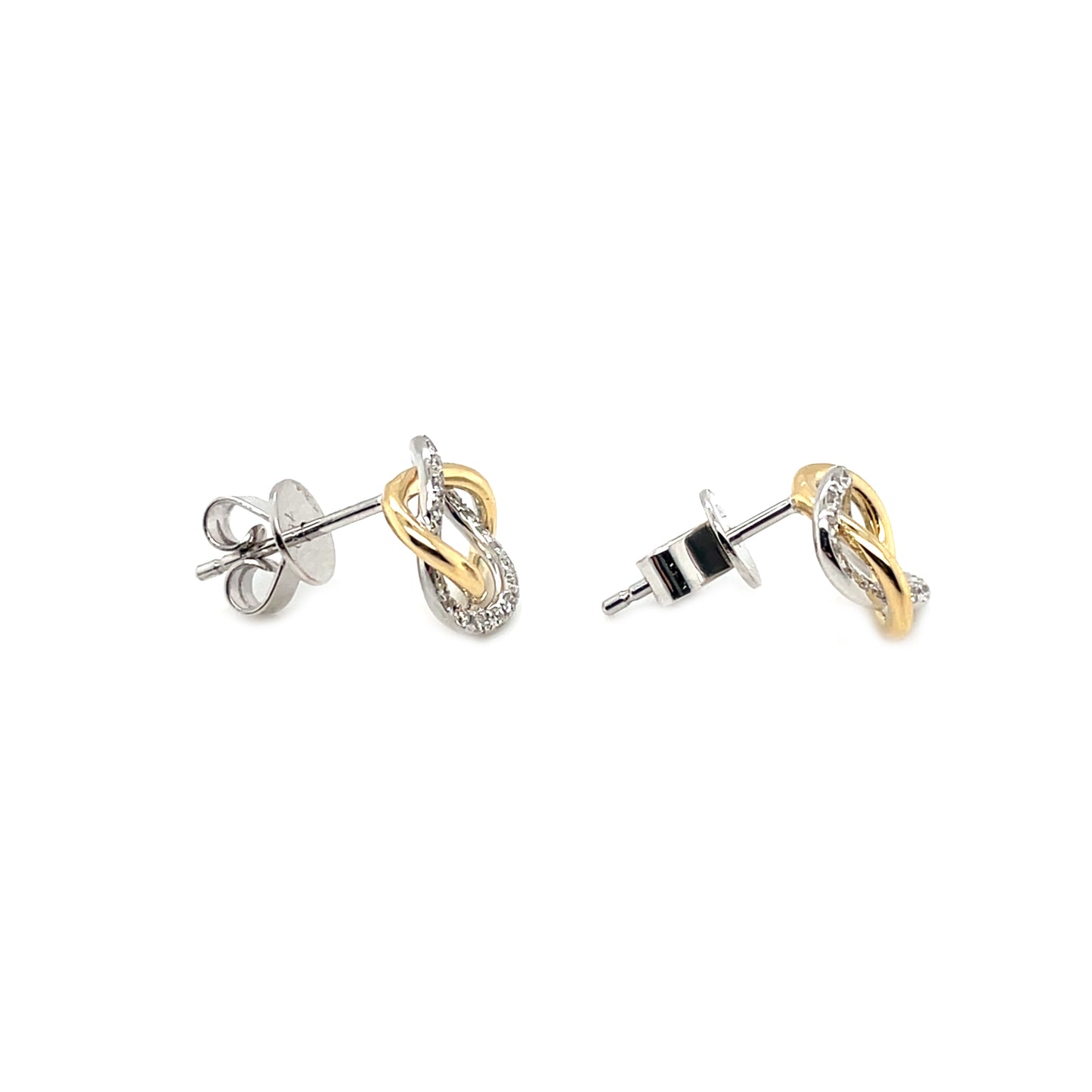 18ct Yellow & White Gold Diamond Set Atom Stud Earrings