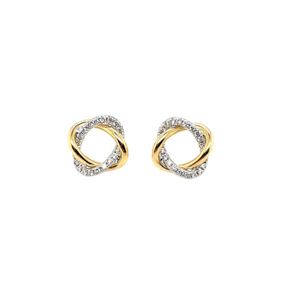 18ct Yellow & White Gold Diamond Set Atom Stud Earrings