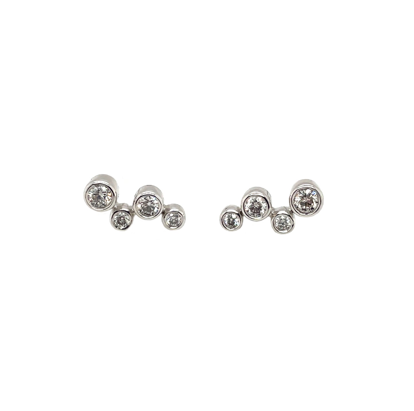 18ct White Gold Diamond Bubble Drop Stud Earrings