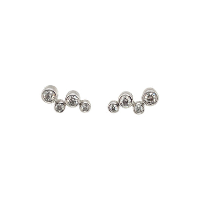 18ct White Gold Diamond Bubble Drop Stud Earrings