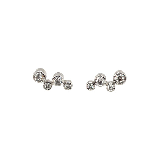 18ct White Gold Diamond Bubble Drop Stud Earrings