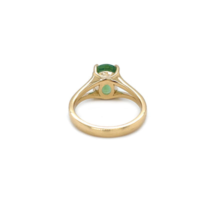 18ct Yellow Gold Oval Green Tourmaline Solitaire Ring (K)