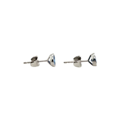 18ct White Gold Martini-Set Blue Sapphire Stud Earrings