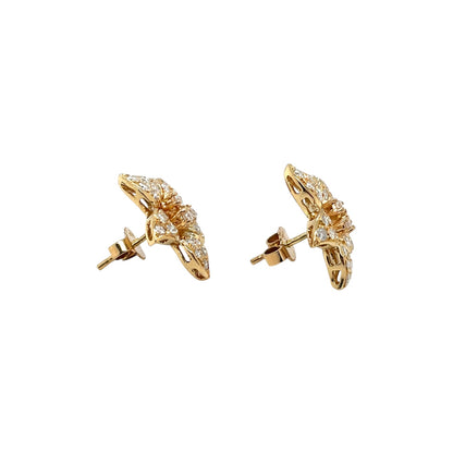 18ct Yellow Gold Diamond Flower Stud Earrings