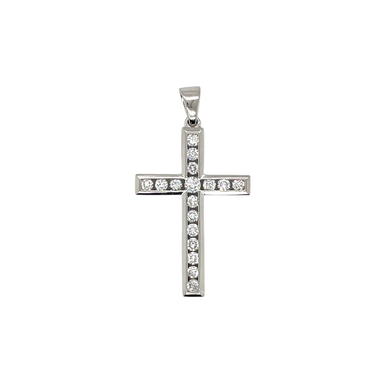 18ct White Gold Diamond Cross Pendant