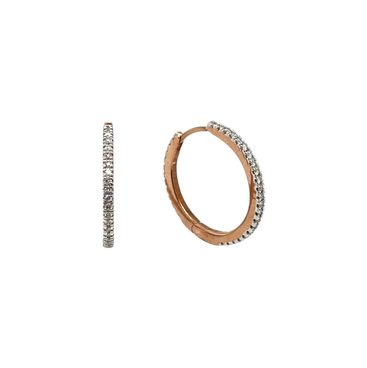9ct Rose Gold Diamond Hoop Earrings